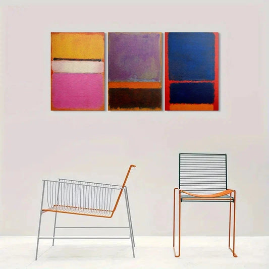 3pcs Modern Vibrant Color Abstract Metal Print Ready to Hang Art
