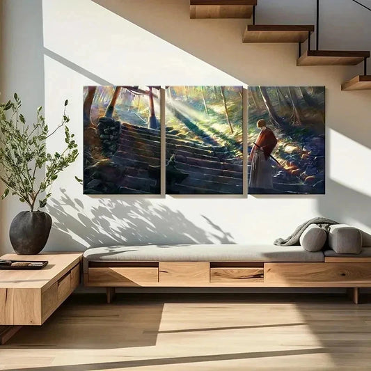 3pcs Japanese Classic Anime Swordsman Wall Art Set Canvas Framed 40x60cm - High Quality Print 100% Australian Made Wall Canvas Ready to Hang