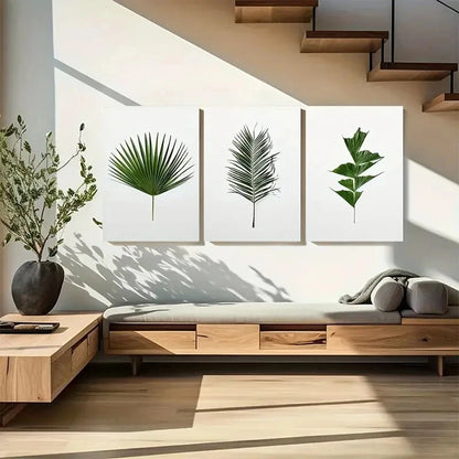 3pcs Tropical Palm Green Leaf Botanical Metal Print Ready to Hang Art