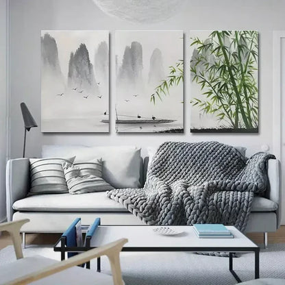 3pcs Traditional Chinese Painting Wall Art Canvas Unframed - High Quality Print 100% Australian Made Wall Canvas