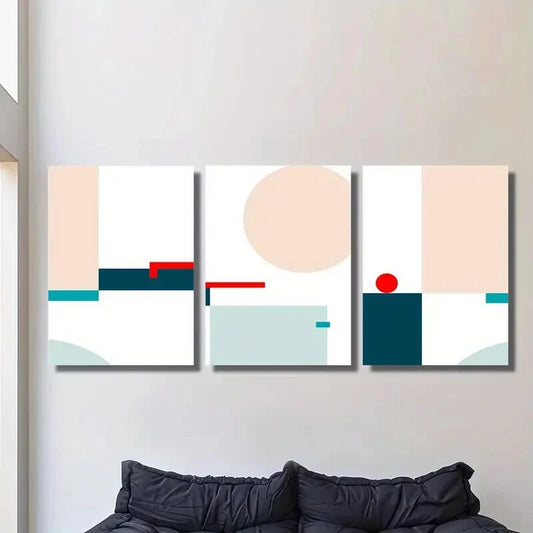3pcs Abstract midcentury colorful geometric poster Metal Print Ready to Hang Art