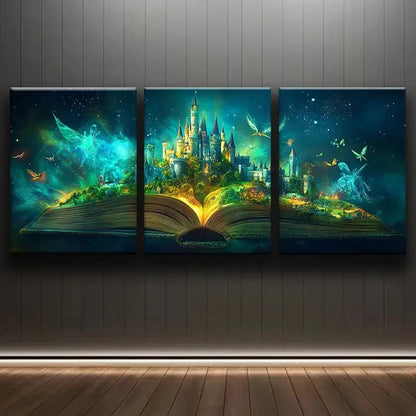 3pcs Enchanted Fairy & Fantasy City Metal Print Ready to Hang Art