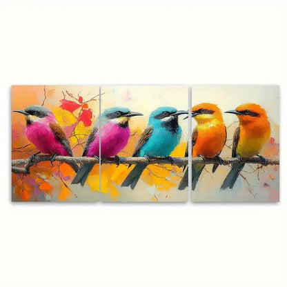 3pcs Bee Eater Birds in the Wild Illustration Wall Art Set Canvas Framed 40x60cm - High Quality Print 100% Australian Made Wall Canvas Ready to Hang