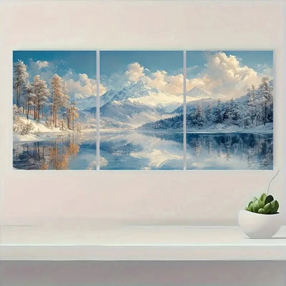 3pcs Snowy Mountain Landscape Japanese Ukiyo-e Metal Print Ready to Hang Art