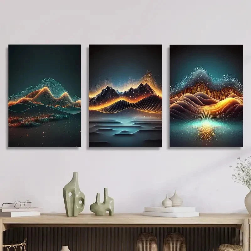 3pcs ,digital photovoltaic jumping, Metal Print Ready to Hang Art