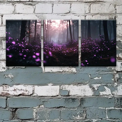 3pcs Beautiful Purple Flowers Nature Perfect Wall Art Set Canvas Framed 40x60cm - High Quality Print 100% Australian Made Wall Canvas Ready to Hang