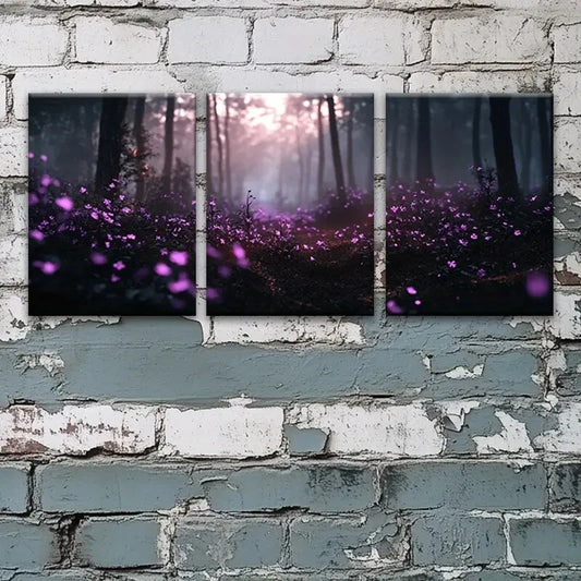 3pcs Beautiful Purple Flowers Nature Perfect Wall Art Set Canvas Framed 40x60cm - High Quality Print 100% Australian Made Wall Canvas Ready to Hang