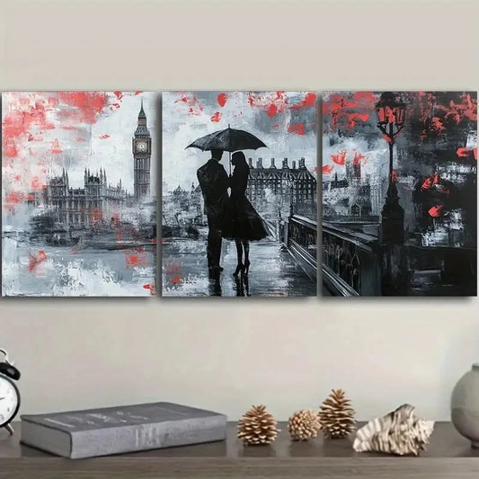 3pcs Big Ben Couple Printed Painting Metal Print Ready to Hang Art