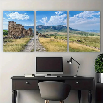 3pcs Kars Travel Poster Ani Ruins Illustration Wall Art Set Canvas Framed 40x60cm - High Quality Print 100% Australian Made Wall Canvas Ready to Hang