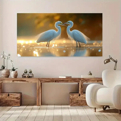 Elegant Modern White Birds wall canvas office home room framed 120x60cm