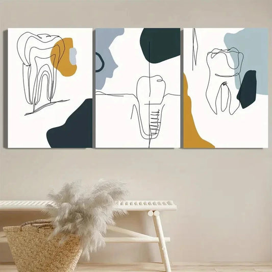 3pcs Medical Waiting Room Dental Metal Print Ready to Hang Art