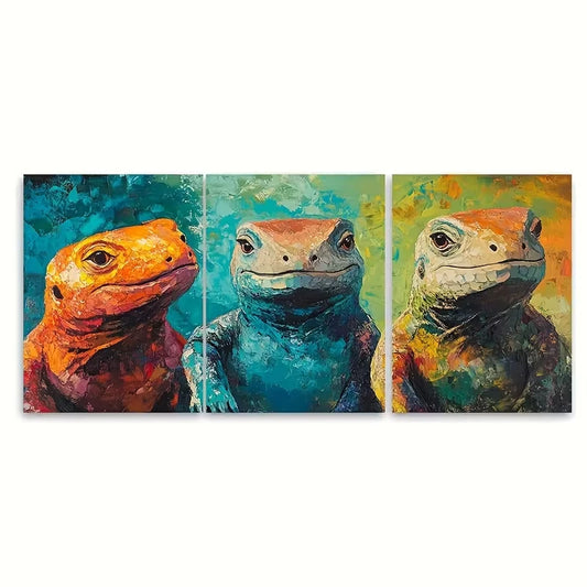 3pcs Vibrant Galapagos Tortoise Prints Metal Print Ready to Hang Art