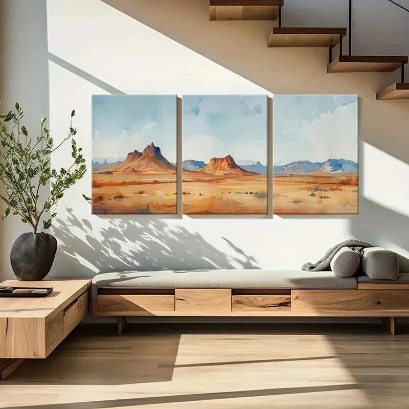 3pcs Vibrant Desert Landscape Decor Wall Art Set Canvas Framed 40x60cm - High Quality Print 100% Australian Made Wall Canvas Ready to Hang
