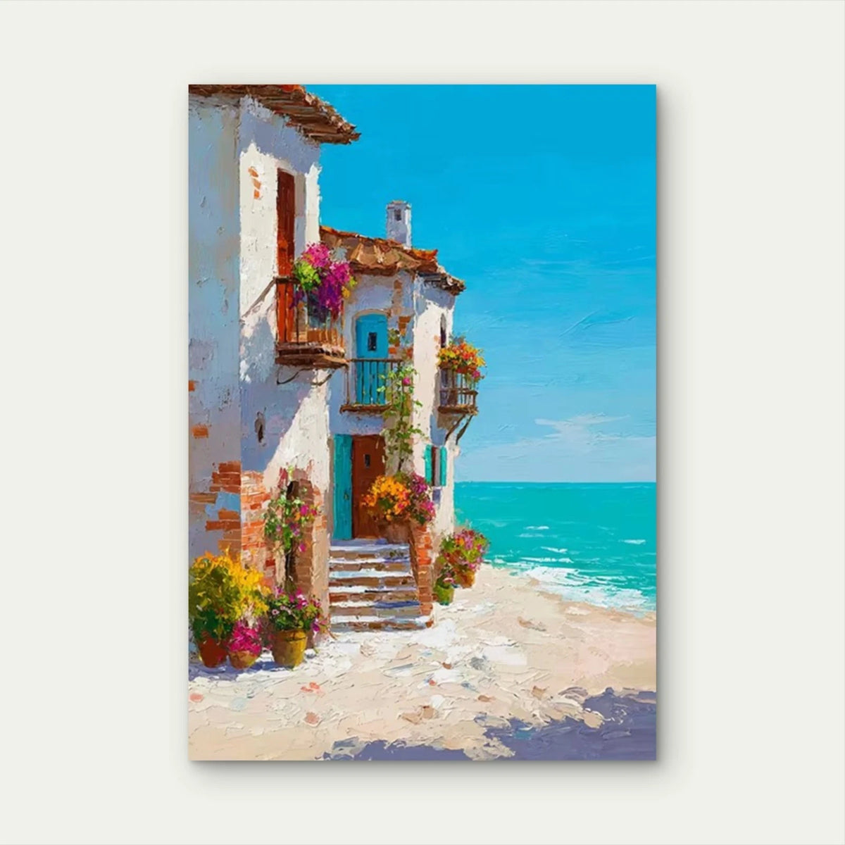 Beach Cottage, Beach Theme Metal Print Ready to Hang