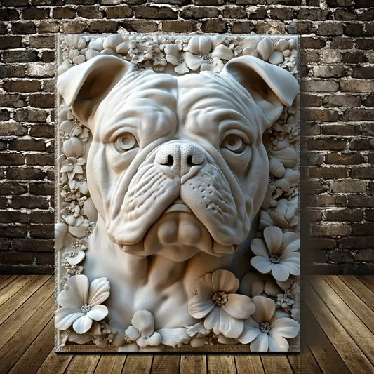 Beautiful English Bulldog Heart Painting 40x60cm Metal Print Ready to Hang