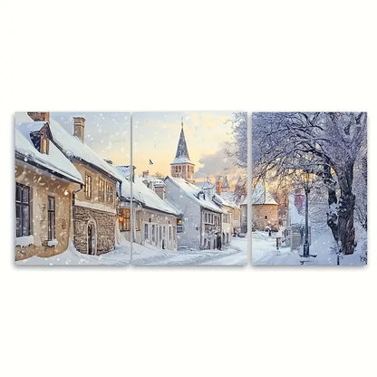 3pcs Tallinn Winter Snowy Estonia Old Town Print Metal Print Ready to Hang Art