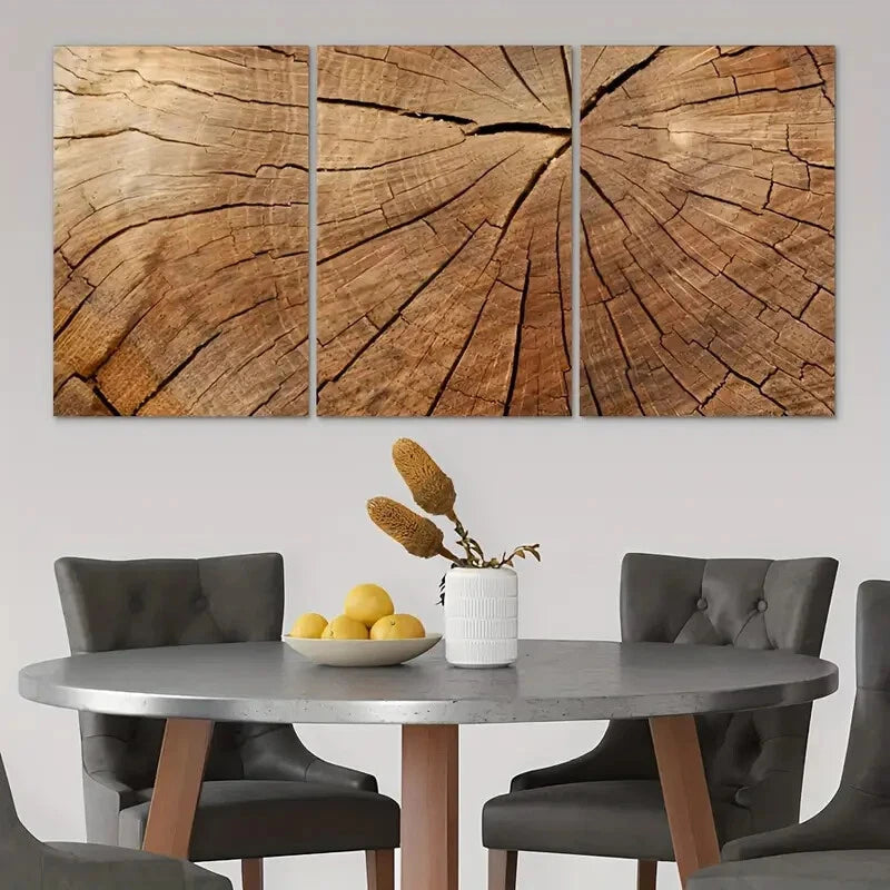 3pcs Texture Wooden Dark Plant Modern Metal Print Ready to Hang Art