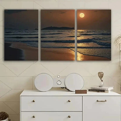 3pcs Ocean Sunset Triptych Wall Art Set Canvas Framed 60x90cm - High Quality Print 100% Australian Made Wall Canvas Ready to Hang
