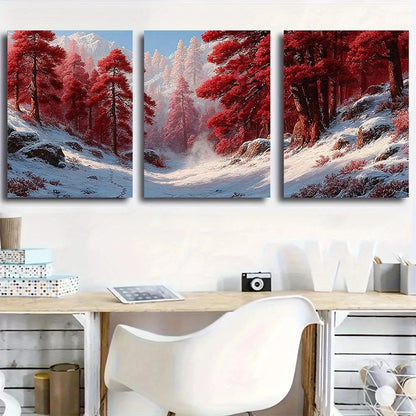 3pcs Textured Nordic Scene Frozen Metal Print Ready to Hang Art