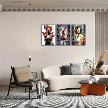 3pcs Beauty and Butterfly Decoration Poster Metal Print Ready to Hang Art