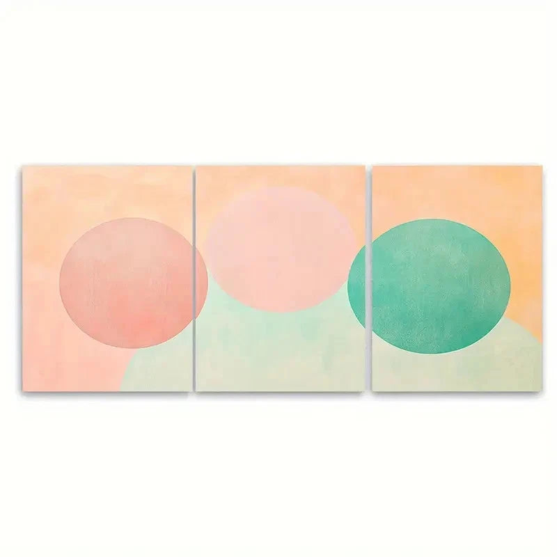 3pcs Peach Mint Green and Pink Zen-Inspired Wall Art Set Canvas Framed 40x60cm - High Quality Print 100% Australian Made Wall Canvas Ready to Hang