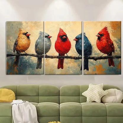 3pcs , Red Birds Metal Print Ready to Hang Art