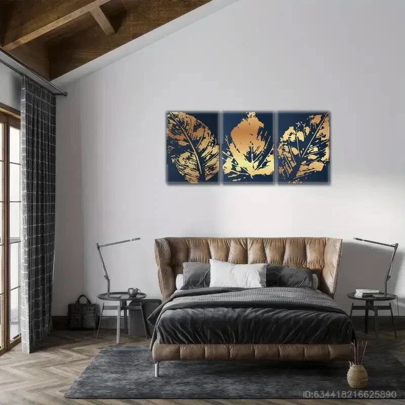 3pcs Botanical Leaf Art Floral Art Decor Poster Metal Print Ready to Hang Art