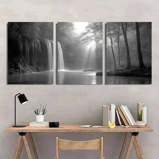 3pcs Haunting Black And White Forest Wall Art Set Canvas Framed 40x60cm - High Quality Print 100% Australian Made Wall Canvas Ready to Hang