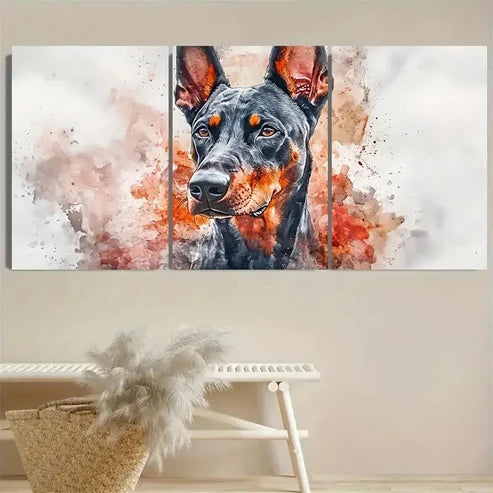 3pcs Cyberpunk Dobermann Pinscher Wall Art Set Canvas Unframed - High Quality Print 100% Australian Made Wall Canvas