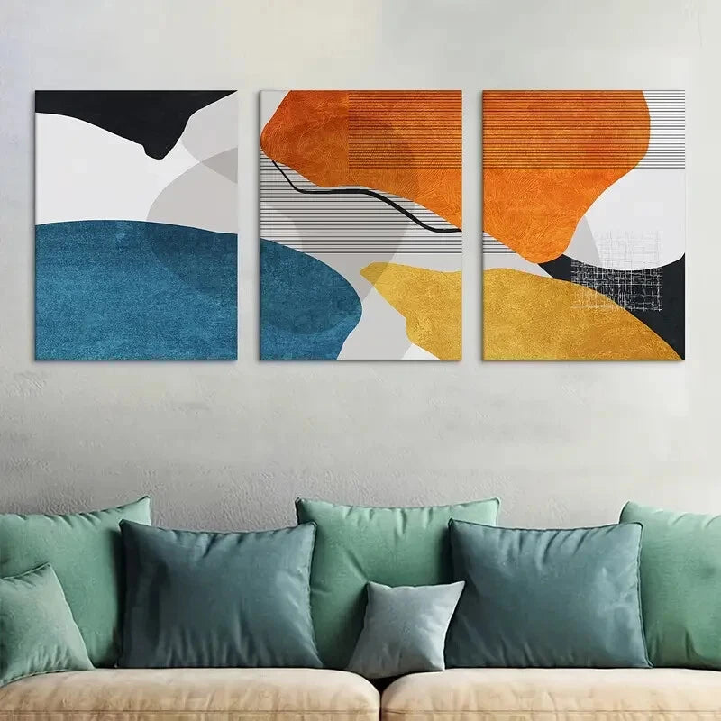 3pcs Geometric Minimalist Art Prints, Metal Print Ready to Hang Art