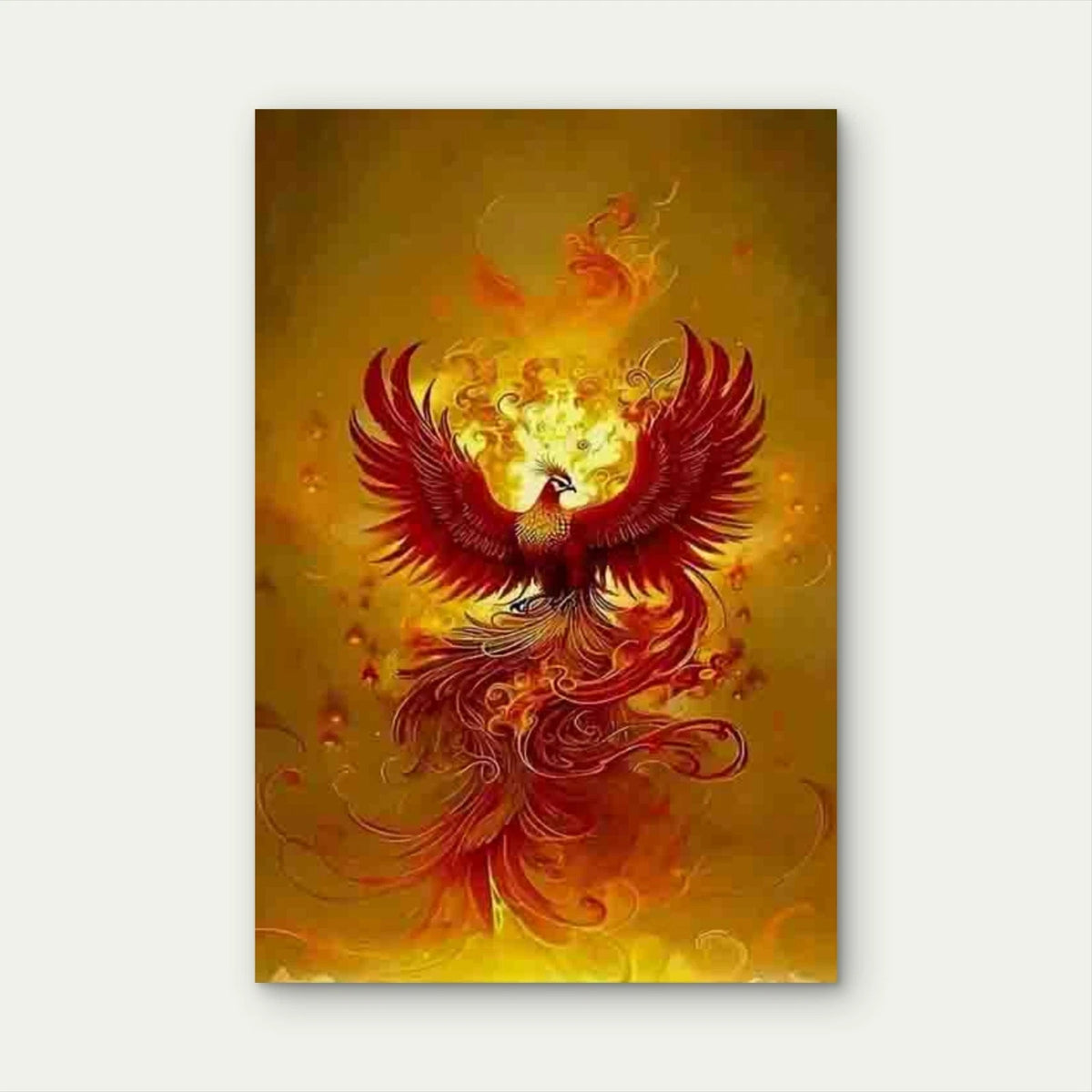 Flaming Phoenix in Glory Metal Print Ready to Hang
