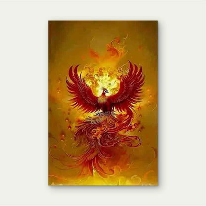 Flaming Phoenix in Glory Metal Print Ready to Hang