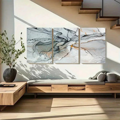 3pcs Abstract Marble Design Stone Effect Metal Print Ready to Hang Art
