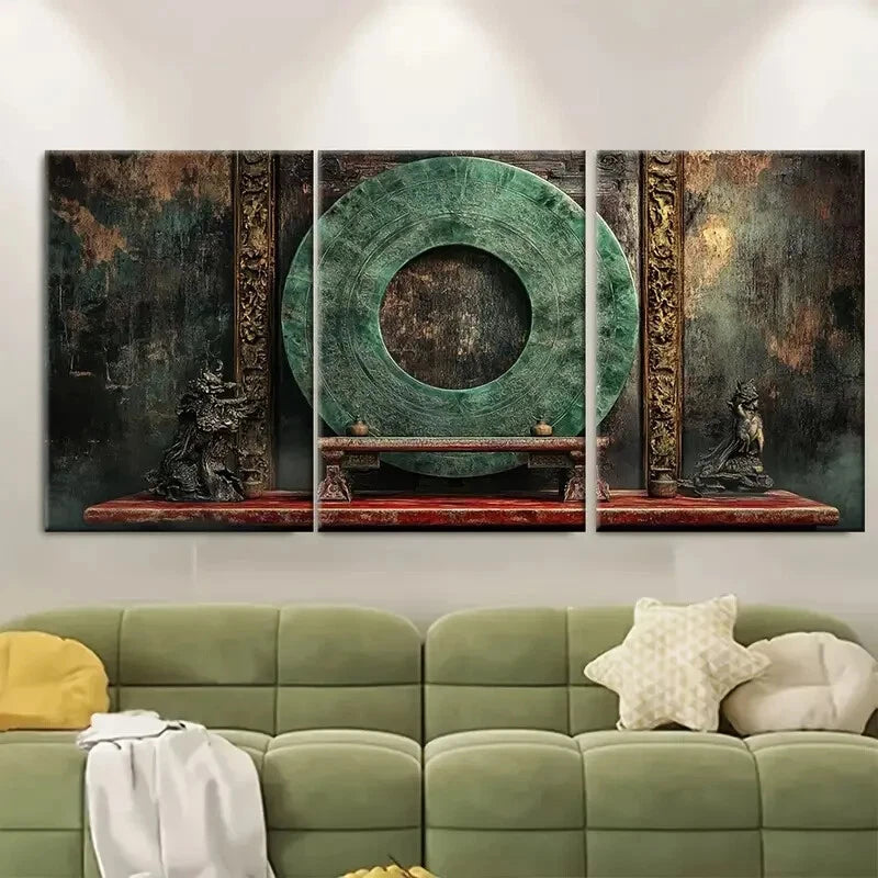 3pcs Ancient Celestial Heritage Illustration Metal Print Ready to Hang Art