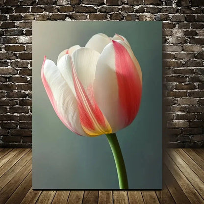 Stunning White & Pink Tulip Design Painting 40x60cm Metal Print Ready to Hang