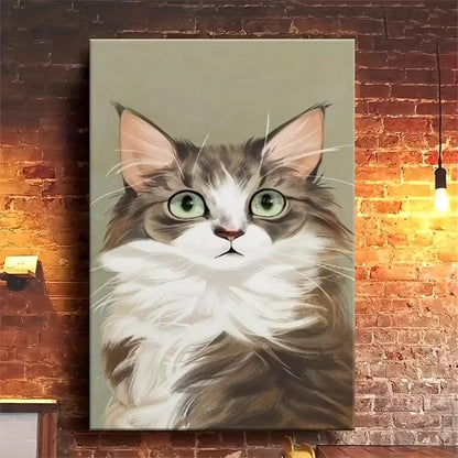 Green-Eyed Feline Beauty Cat 60x90cm Metal Print Ready to Hang