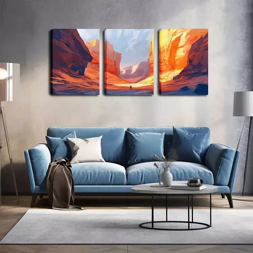 3pcs Red Mountain, Exquisite Wall Art Canvas Unframed - High Quality Print 100% Australian Made Wall Canvas