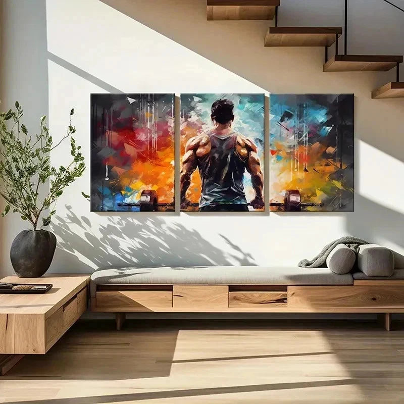 3pcs Weightlifting & Muscular Man Wall Art Set Canvas Framed 40x60cm - High Quality Print 100% Australian Made Wall Canvas Ready to Hang