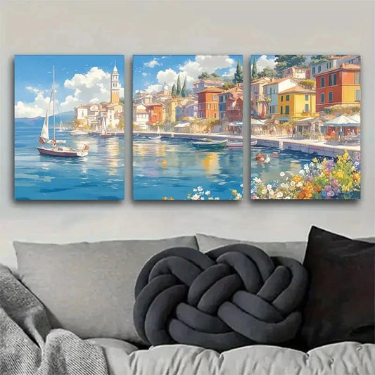3pcs Landscape Painting Printing Metal Print Ready to Hang Art