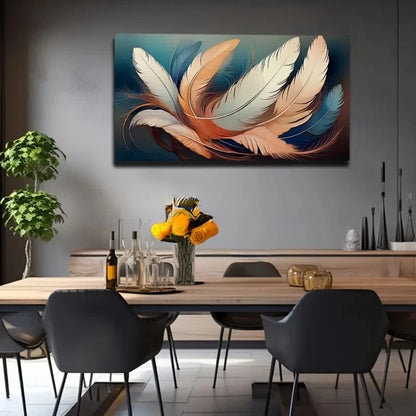 Vibrant Blue Orange & White Wall Art Canvas Office Home Room Framed 120x60cm