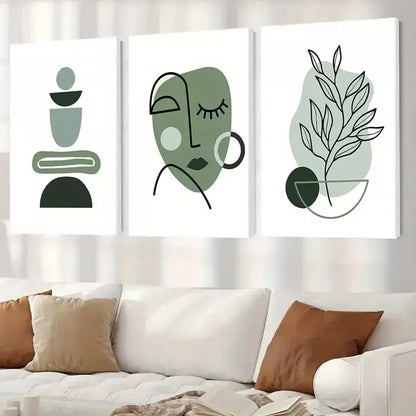 3pcs Minimalist Monochrome Botanical design  Art Set Canvas Framed 50x70cm -  High Quality Print 100% Australian Made Wall Canvas Ready to Hang