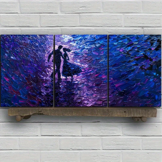 3pcs Romantic Couple Silhouette Metal Print Ready to Hang Art