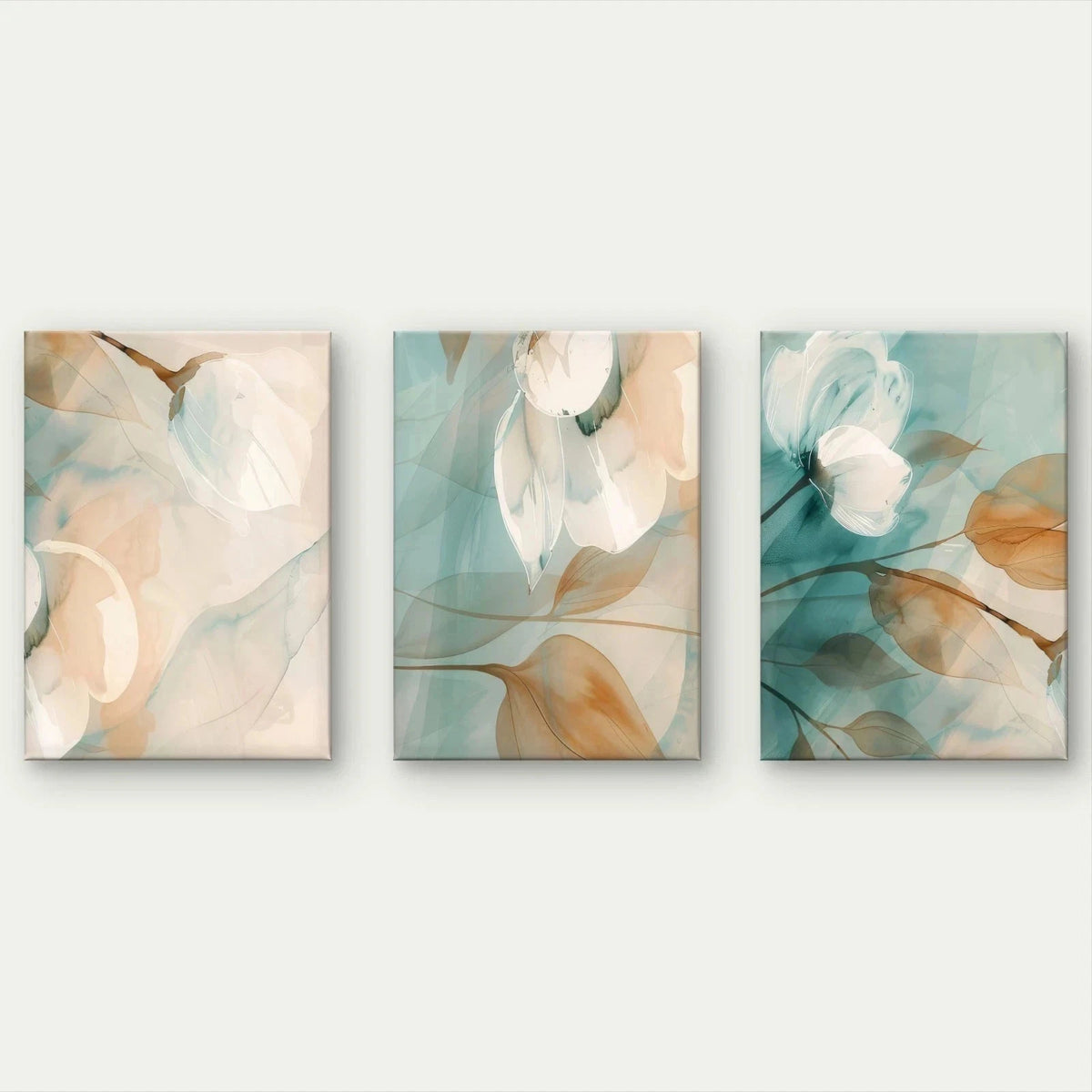 3pcs Modern Ethereal Floral Soft Pattern Wall Art Set Canvas Framed 50x70cm - High Quality Print 100% Australian Made Wall Canvas Ready to Hang