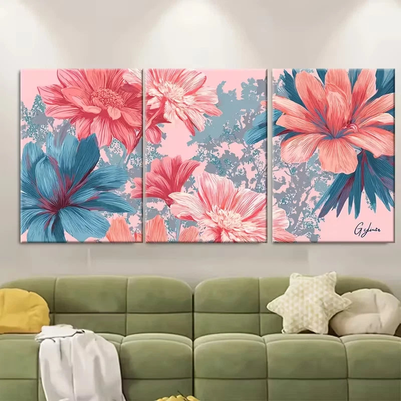 3pcs Floral Retro Preppy Metal Print Ready to Hang Art