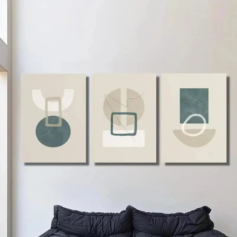 3pcs Colorful Abstract Geometric Shape Art Metal Print Ready to Hang Art