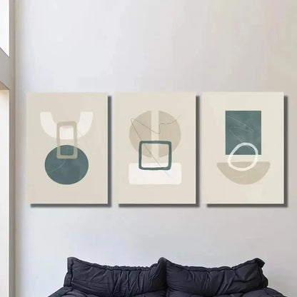 3pcs Colorful Abstract Geometric Shape Art Metal Print Ready to Hang Art