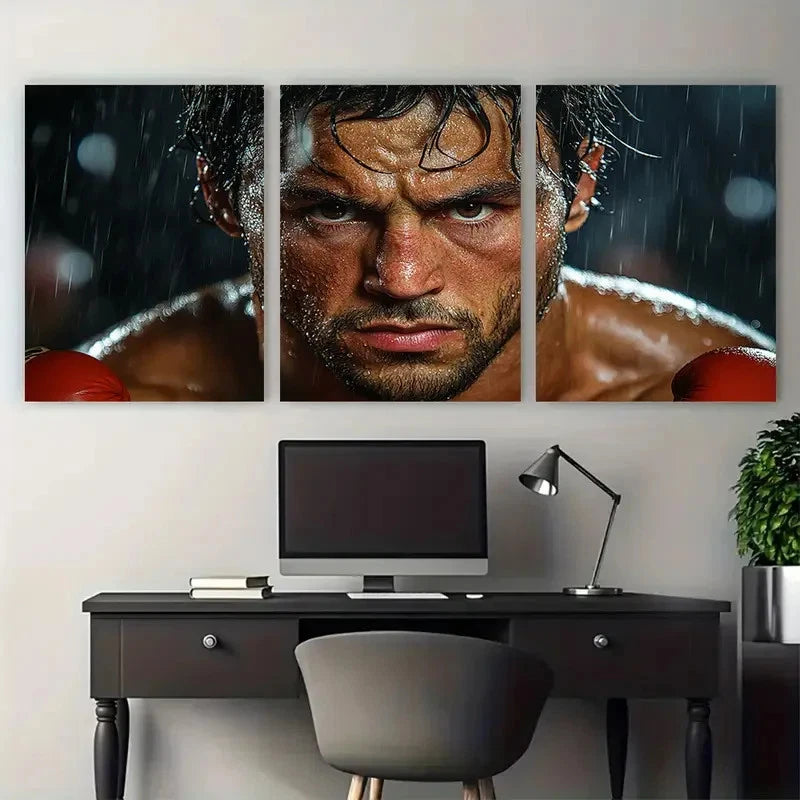 3pcs Rocky Balboa Inspirational Boxing Wall Art Set Canvas Framed 40x60cm - High Quality Print 100% Australian Made Wall Canvas Ready to Hang