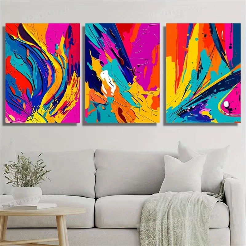 3pcs Colorful Abstract Art Metal Print Ready to Hang Art
