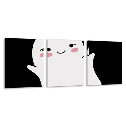 3pcs A Cute Little Ghost Says Boo Canvas Wall Art Set Canvas Framed 50x70cm - High Quality Print 100% Australian Made Wall Canvas Ready to Hang