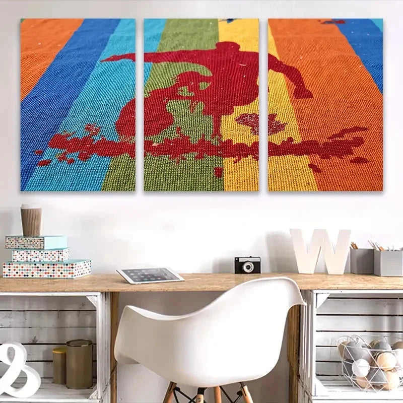 3pcs Colorful Towels Painting Wall Art Set Canvas Framed 60x90cm - High Quality Print 100% Australian Made Wall Canvas Ready to Hang